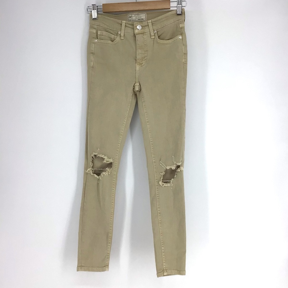 Free People High Waisted Busted Knee Skinny Jeans - Picture 1 of 4